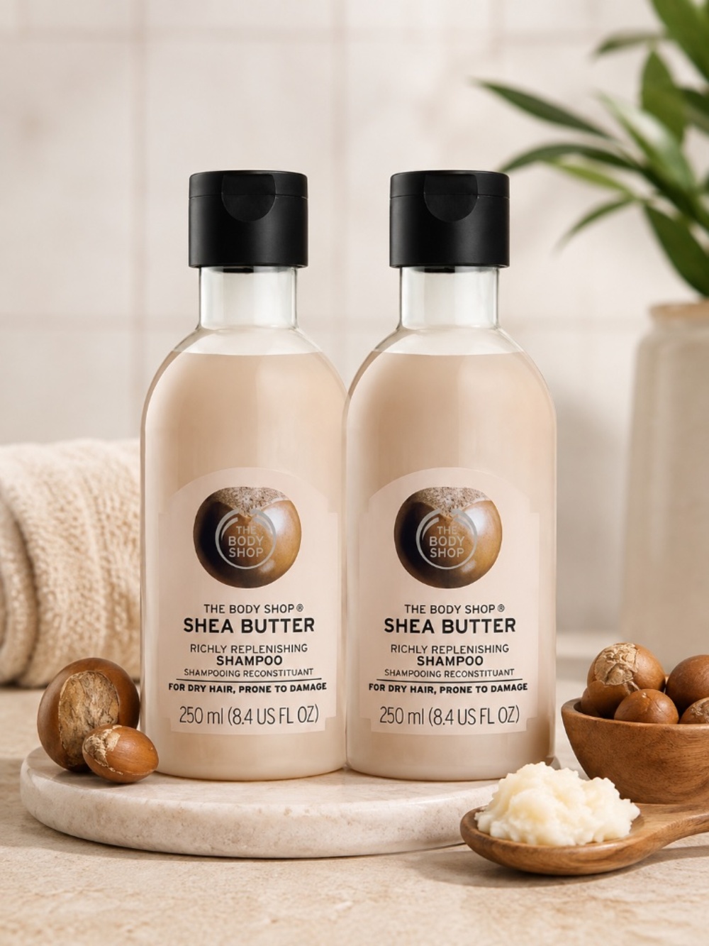 The Body Shop Shea Butter Shampoo 8.4 oz Dry Damaged Hair Vegan Lot of 2